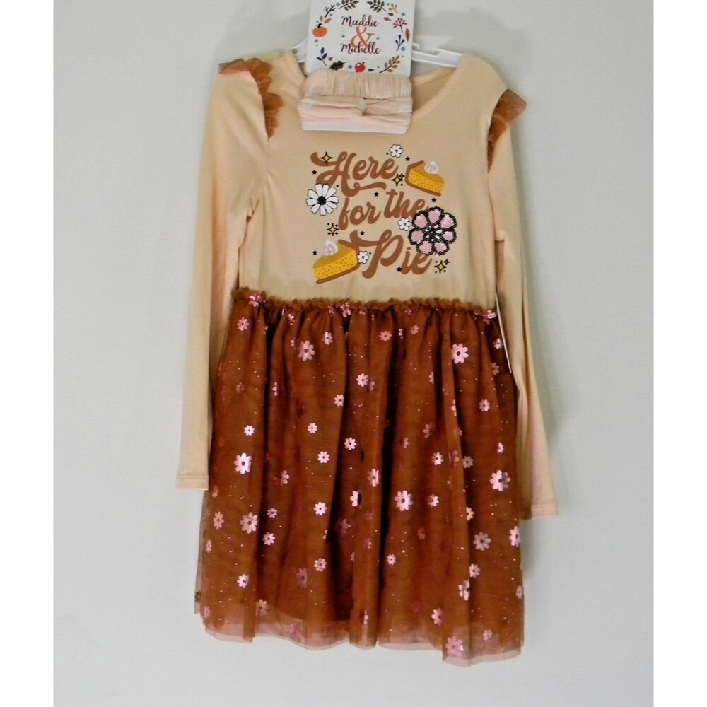 maddie & michelle Girls Dress Headband Set Thanksgiving Fall School NWT